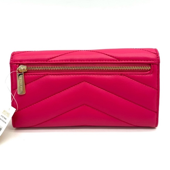 Michael Kors Large Large Quilted Trifold Wallet Pink/Gold - Picture 5 of 8